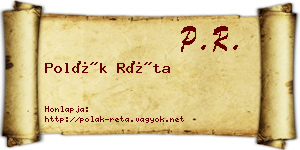 Polák Réta névjegykártya